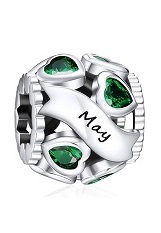 nice silver cubic zirconia heart May birthstone baby charm